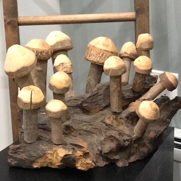 NWT Anthropologie / Terrain Carved Wooden Mushroom Log Display